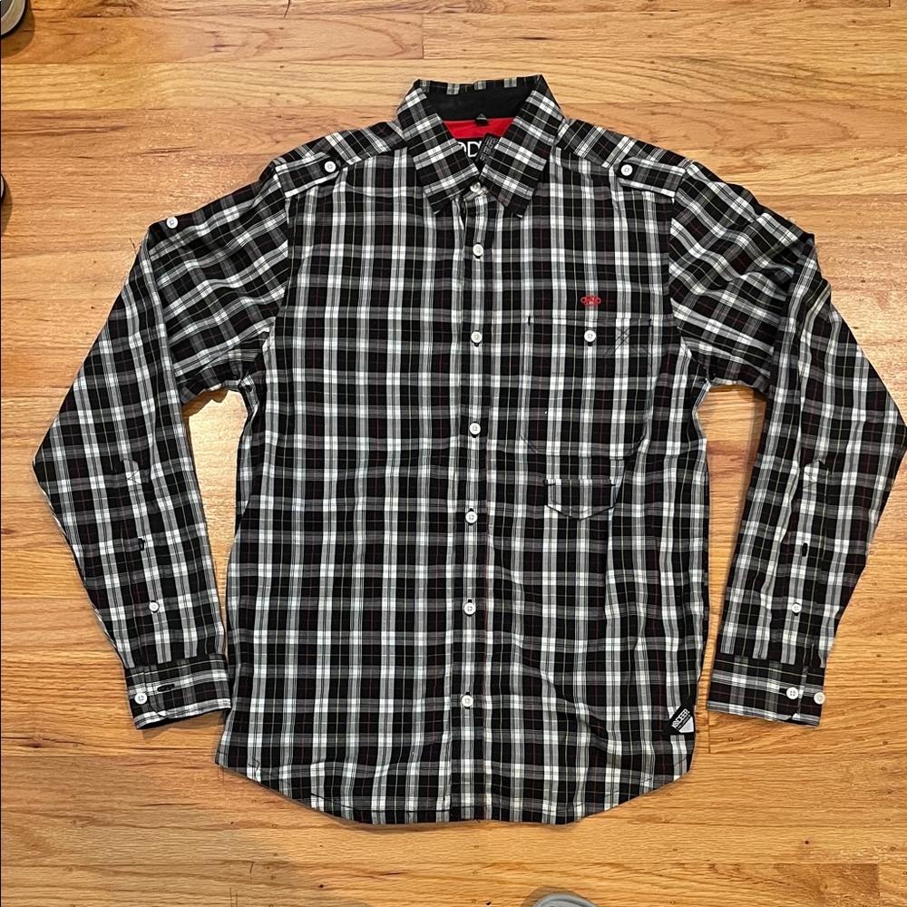 10.Deep Black and White Plaid Button-Down Shirt